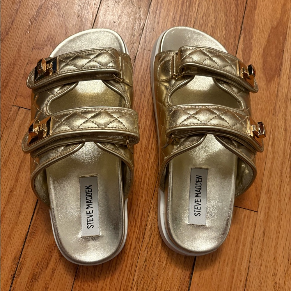 Steve Madden Kids Metallic Gold Slide Sandals
